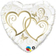 Entwined Hearts Gold Accents Wedding Foil Balloon